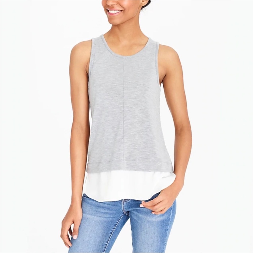 J. Crew Gray and White Tank Top